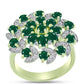 Anel de Prata com Banho de Ouro com Ágata Verde e Topázio Branco  Contraste: Cabeca de Veado (800)