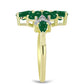 Anel de Prata com Banho de Ouro com Ágata Verde e Topázio Branco  Contraste: Cabeca de Veado (800)