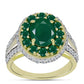 Anel de Prata com Banho de Ouro com Ágata Verde e Topázio Branco  Contraste: Cabeca de Veado (800)