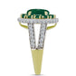 Anel de Prata com Banho de Ouro com Ágata Verde e Topázio Branco  Contraste: Cabeca de Veado (800)
