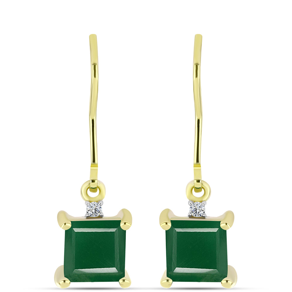 Brincos de Prata com Banho de Ouro com Ágata Verde e Topázio Branco 1 