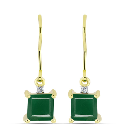 Brincos de Prata com Banho de Ouro com Ágata Verde e Topázio Branco