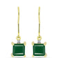Brincos de Prata com Banho de Ouro com Ágata Verde e Topázio Branco