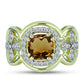 Anel de Prata com Banho de Ouro com Quartzo Cognac e Topázio Branco  Contraste: Cabeca de Veado (800)