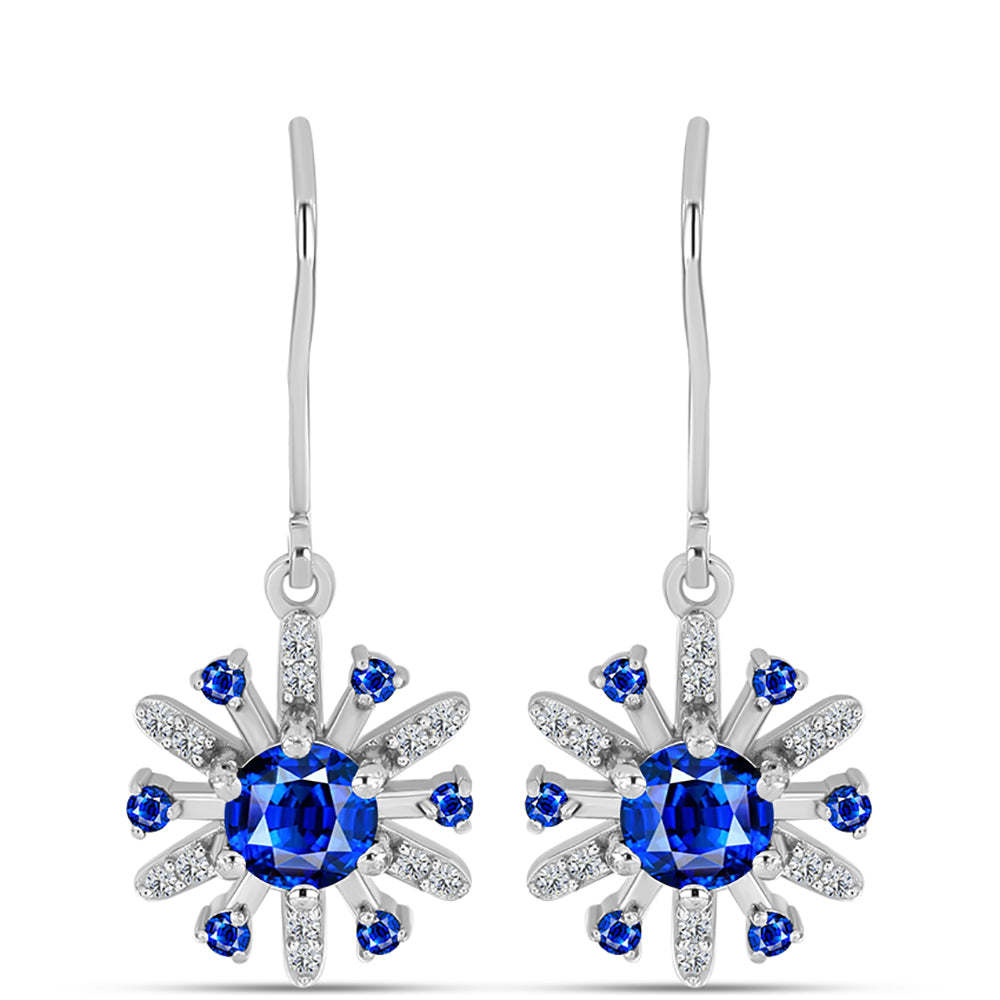 Brincos de Prata com Safira Azul Australiana e Topázio Branco