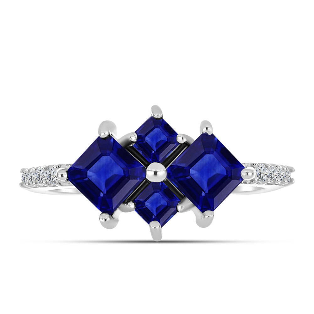Anel de Prata com Safira Azul Australiana e Topázio Branco 1 