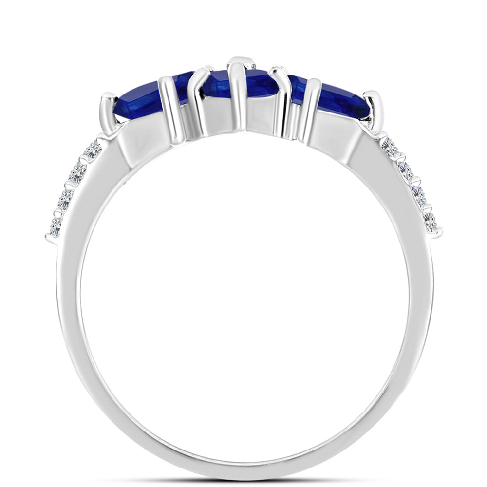 Anel de Prata com Safira Azul Australiana e Topázio Branco 2 