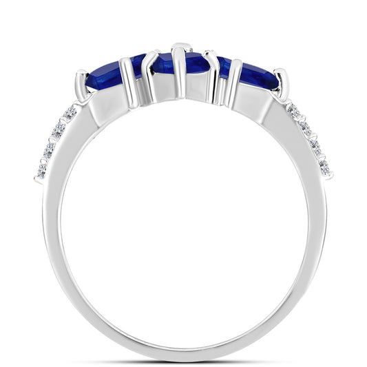 Anel de Prata com Safira Azul Australiana e Topázio Branco