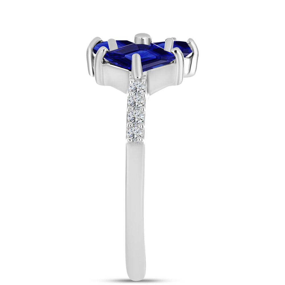 Anel de Prata com Safira Azul Australiana e Topázio Branco 4 