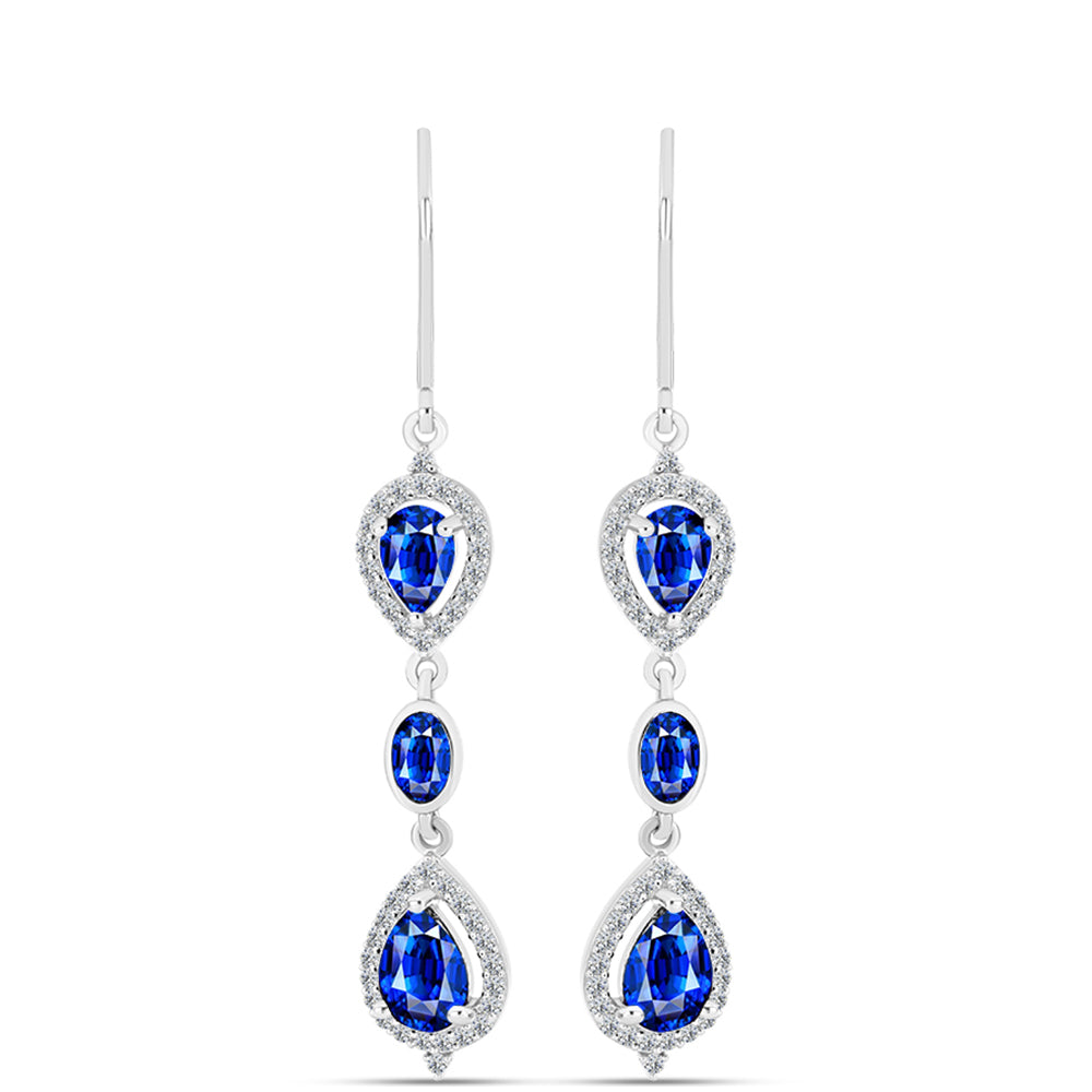Brincos de Prata com Safira Azul Australiana e Topázio Branco 1 