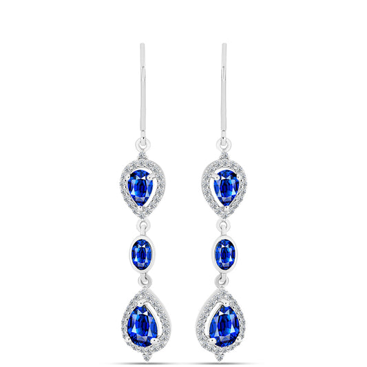 Brincos de Prata com Safira Azul Australiana e Topázio Branco