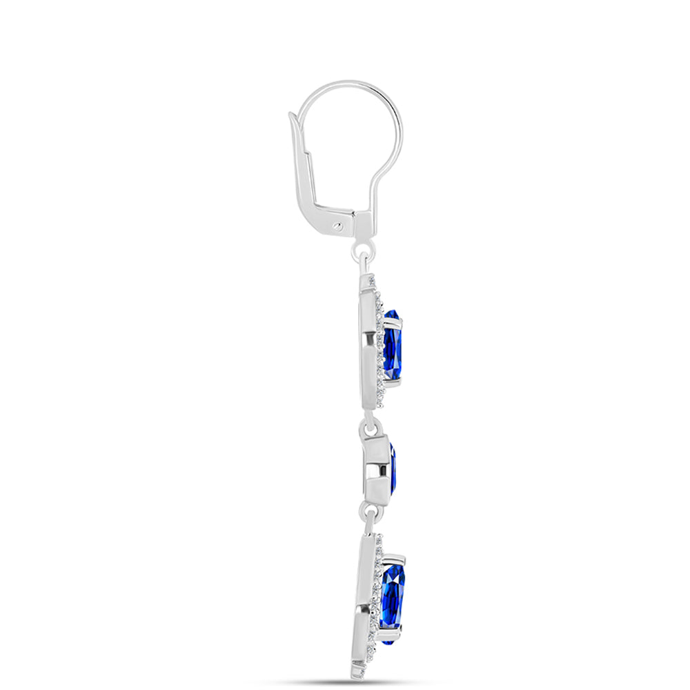Brincos de Prata com Safira Azul Australiana e Topázio Branco
