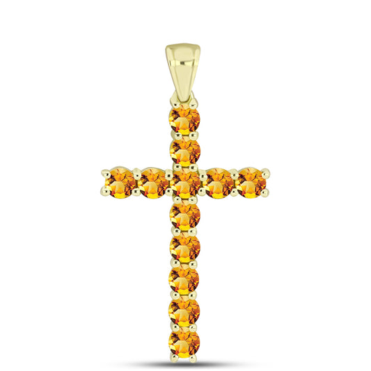 Cruz Pendente de Prata com Banho de Ouro com Citrino Dourado do Rio Grande  Contraste: Cabeca de Veado (800)