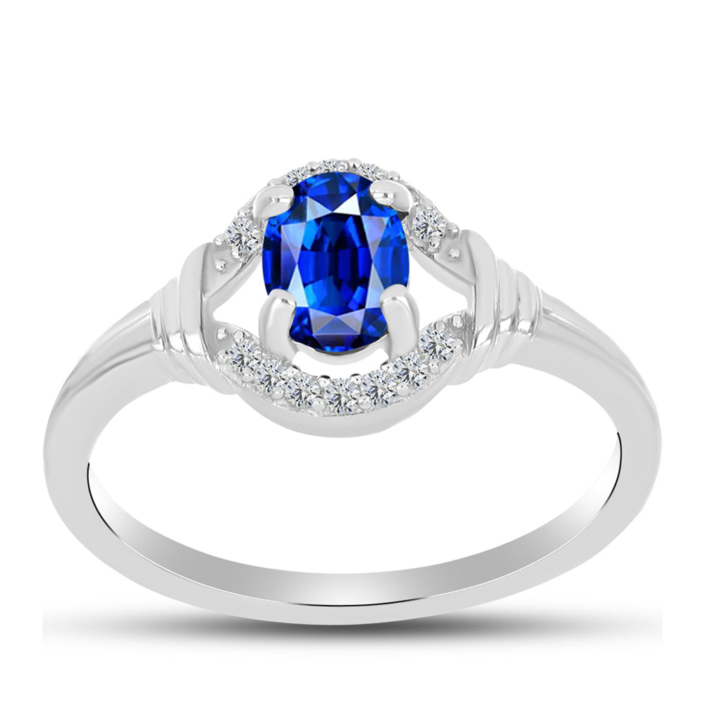Anel de Prata com Safira Azul Australiana e Topázio Branco 3 