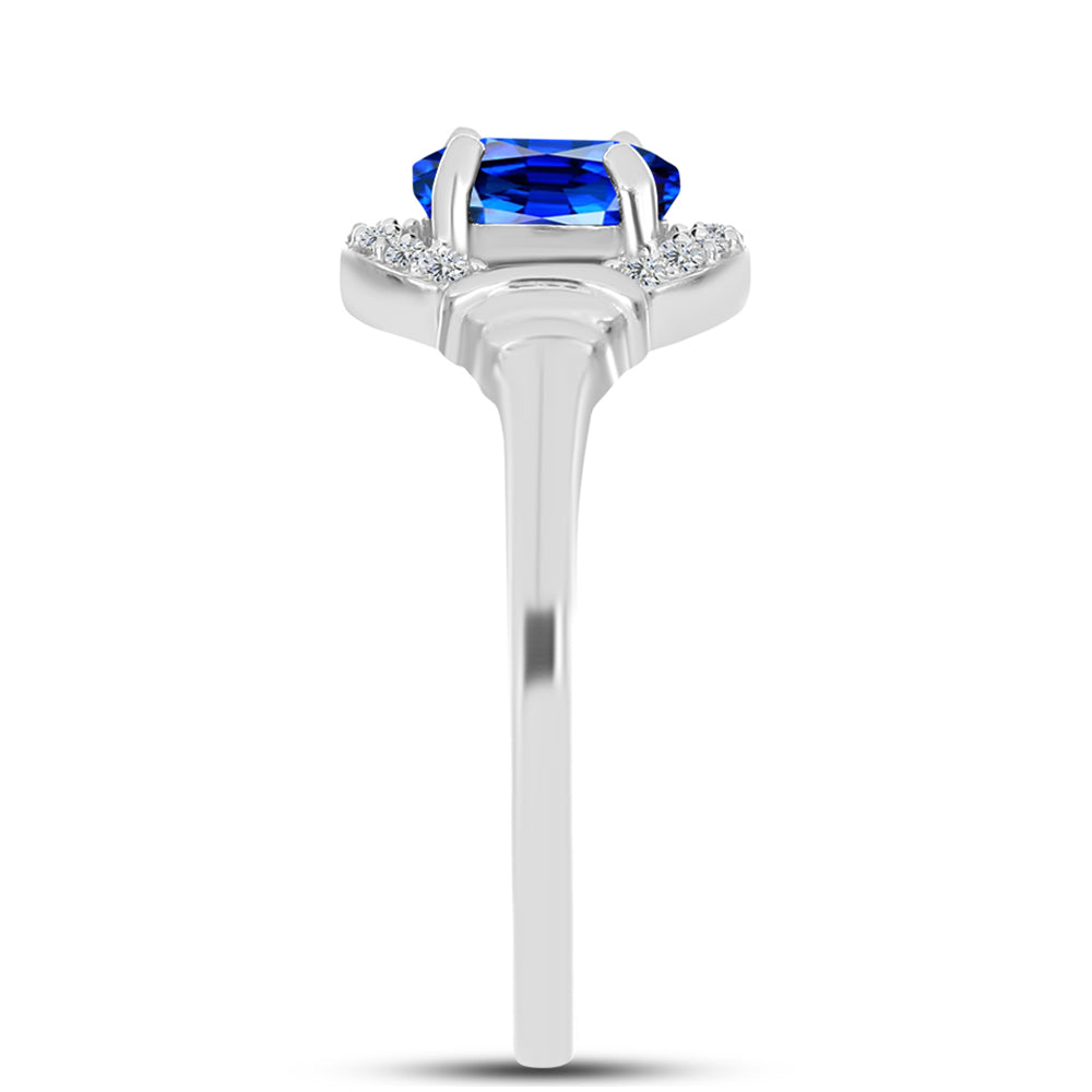 Anel de Prata com Safira Azul Australiana e Topázio Branco