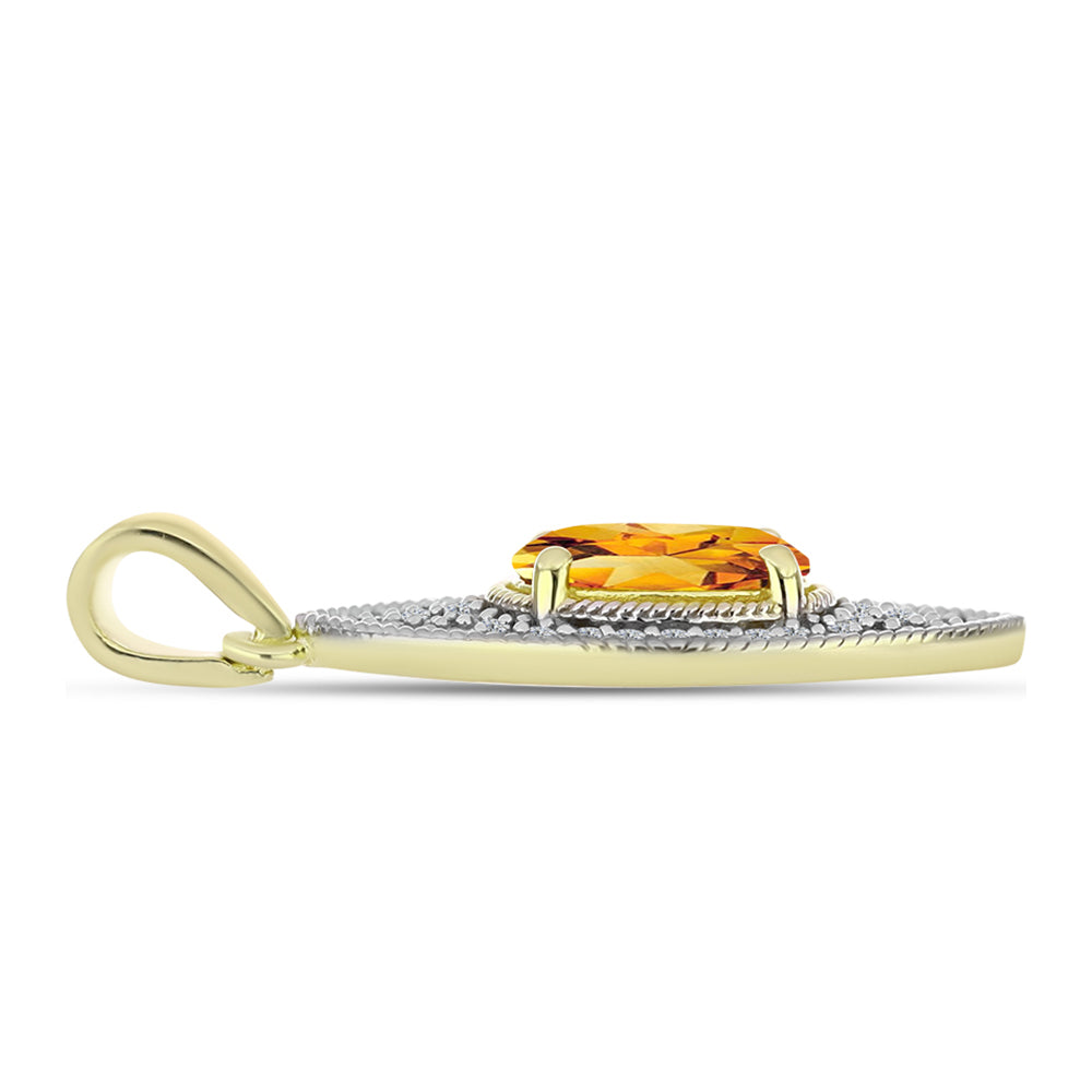 Pendente de Prata com Banho de Ouro com Citrino Dourado do Rio Grande e Topázio Branco