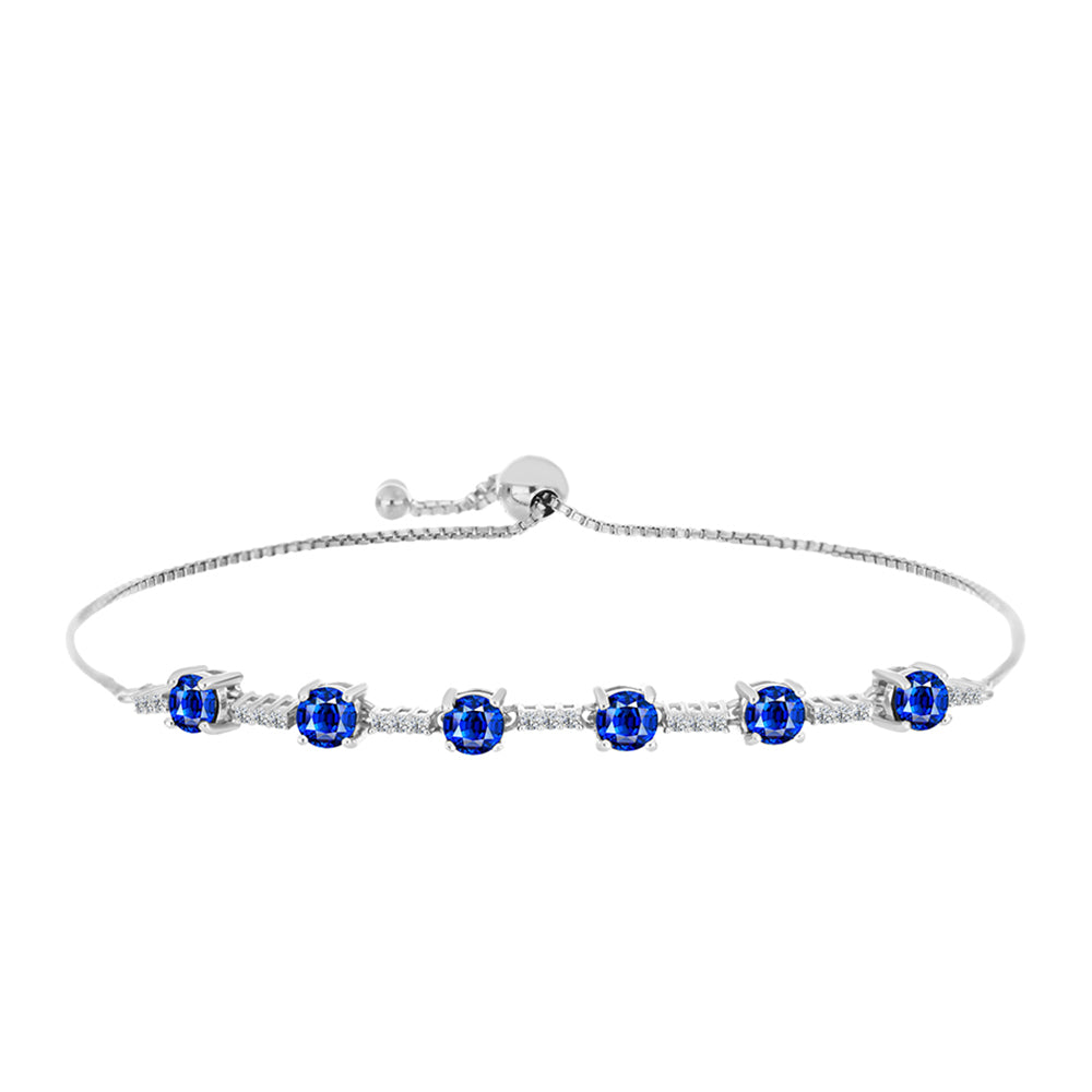 Pulseira de Prata com Safira Azul Australiana e Topázio Branco  Contraste: Cabeca de Veado (800)