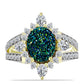 Anel de Prata com Banho de Ouro com Drusy Verde e Topázio Branco  Contraste: Cabeca de Veado (800)