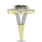 Anel de Prata com Banho de Ouro com Drusy Verde e Topázio Branco  Contraste: Cabeca de Veado (800)