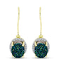 Brincos de Prata com Banho de Ouro com Drusy Verde e Topázio Branco