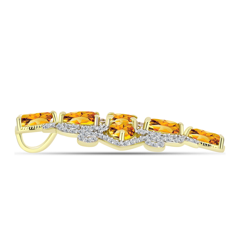 Pendente de Prata com Banho de Ouro com Citrino Dourado do Rio Grande e Topázio Branco  Contraste: Cabeca de Veado (800)