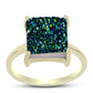 Anel de Prata com Banho de Ouro com Drusy Verde
