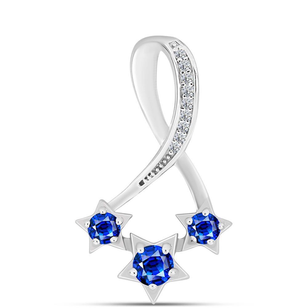 Pendente de Prata com Safira Azul Australiana e Topázio Branco 1 