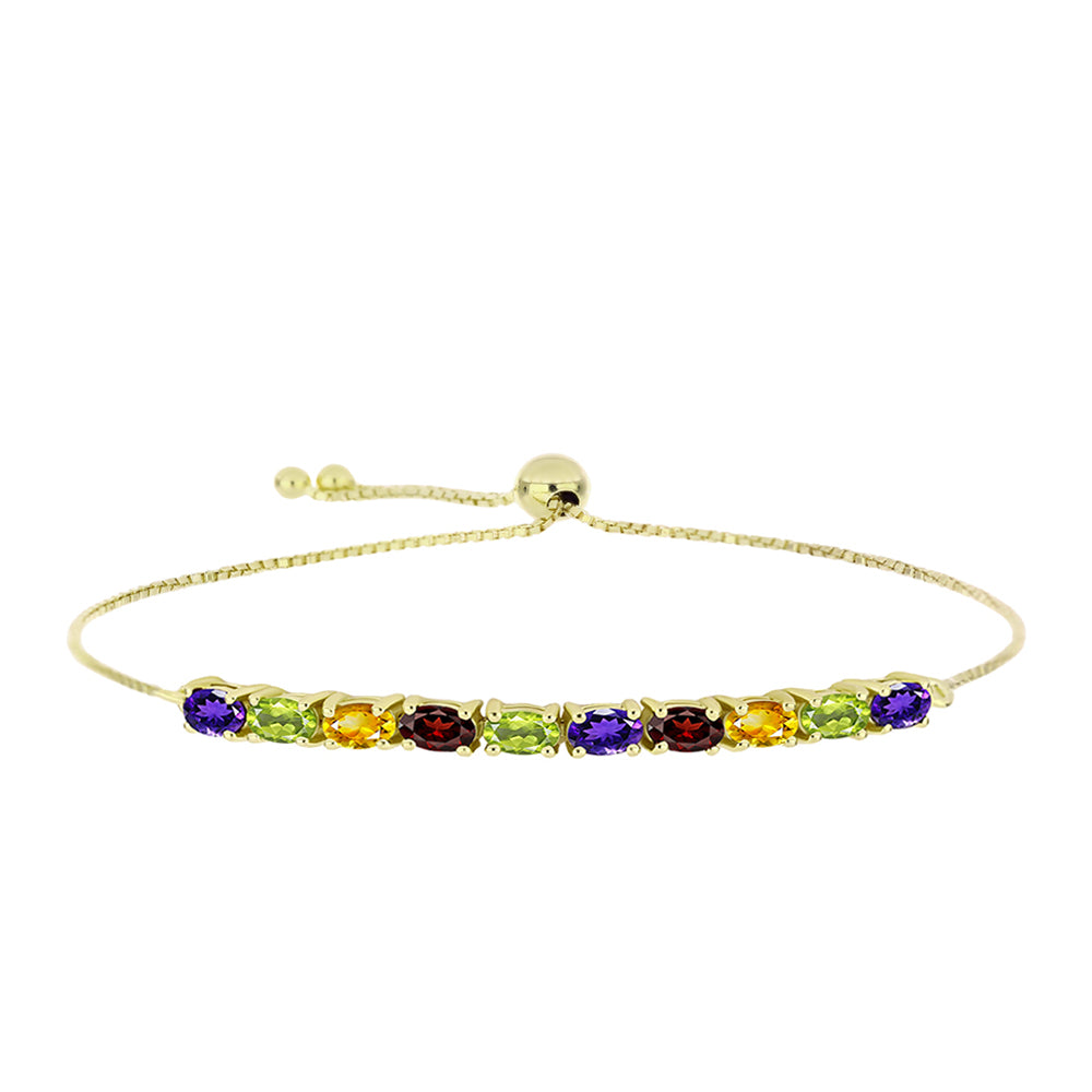 Pulseira de Prata com Banho de Ouro com Ametista de Marrocos e Citrino de Ural  Contraste: Cabeca de Veado (800)