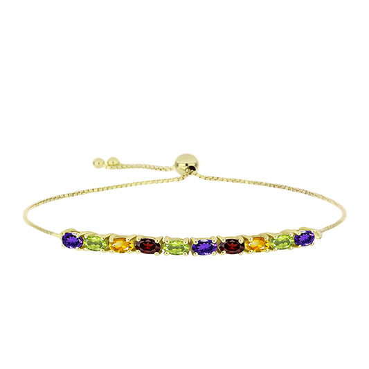 Pulseira de Prata com Banho de Ouro com Ametista de Marrocos e Citrino de Ural  Contraste: Cabeca de Veado (800)