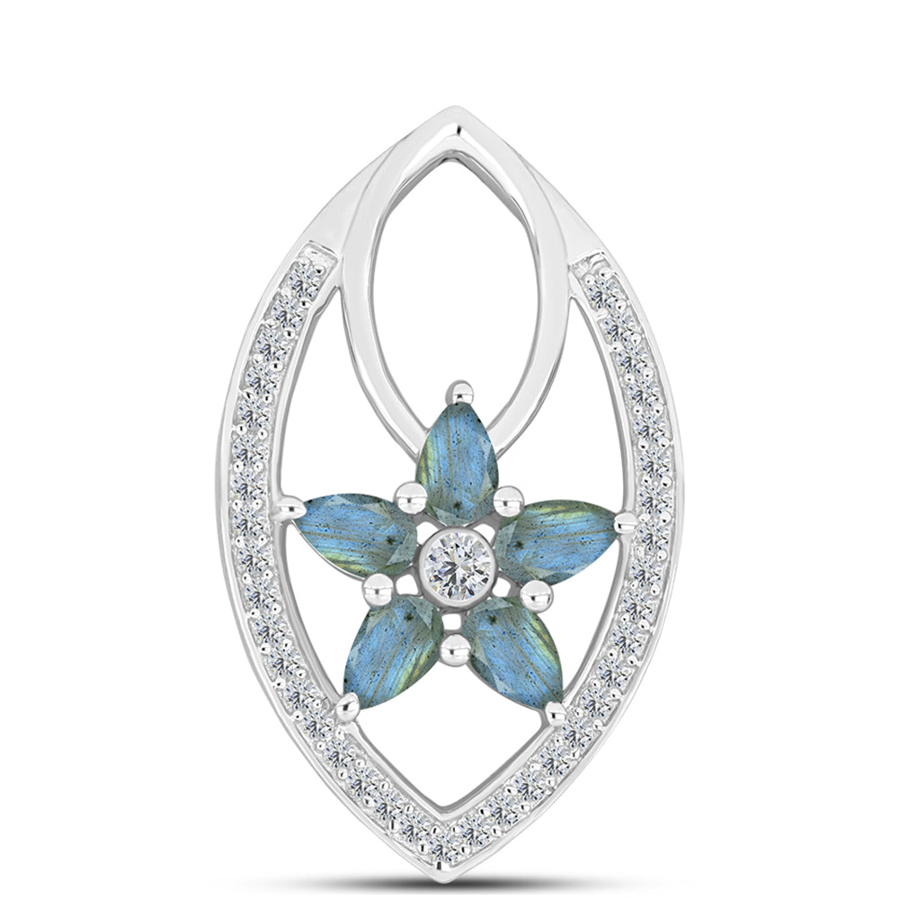 Pendente de Prata com Labradorite e Topázio Branco 1 