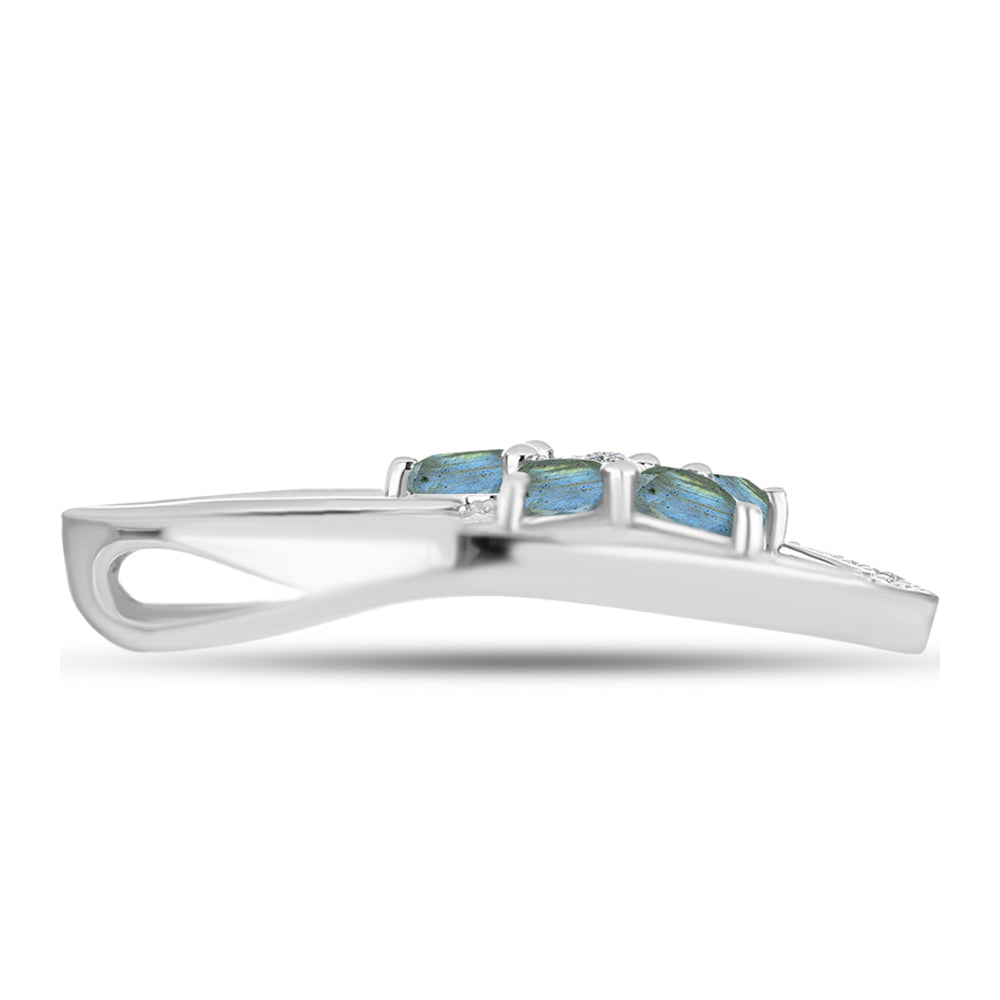 Pendente de Prata com Labradorite e Topázio Branco