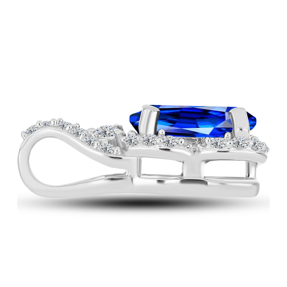 Pendente de Prata com Safira Azul Australiana e Topázio Branco