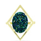 Anel de Prata com Banho de Ouro com Drusy Verde  Contraste: Cabeca de Veado (800)
