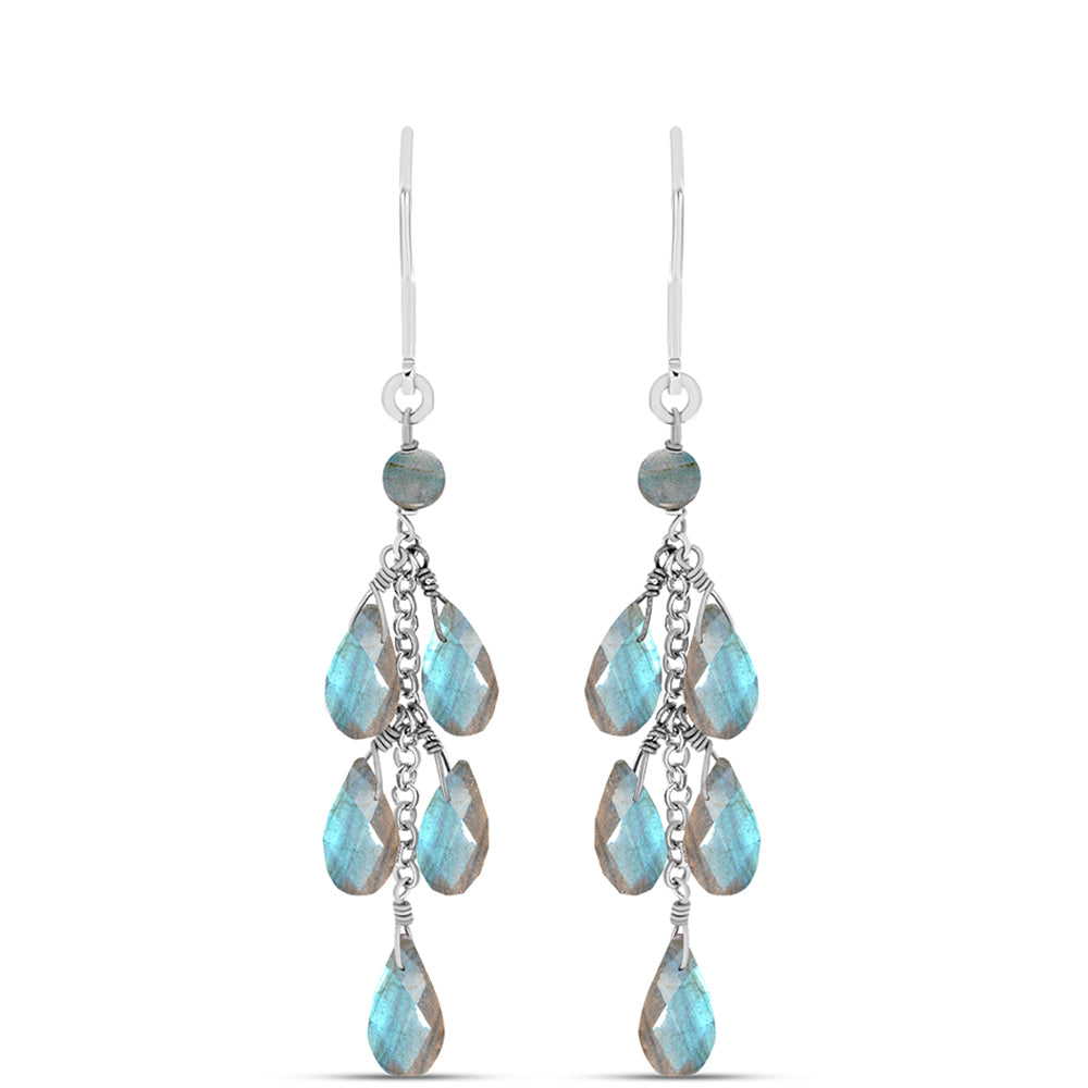 Brincos de Prata com Labradorite