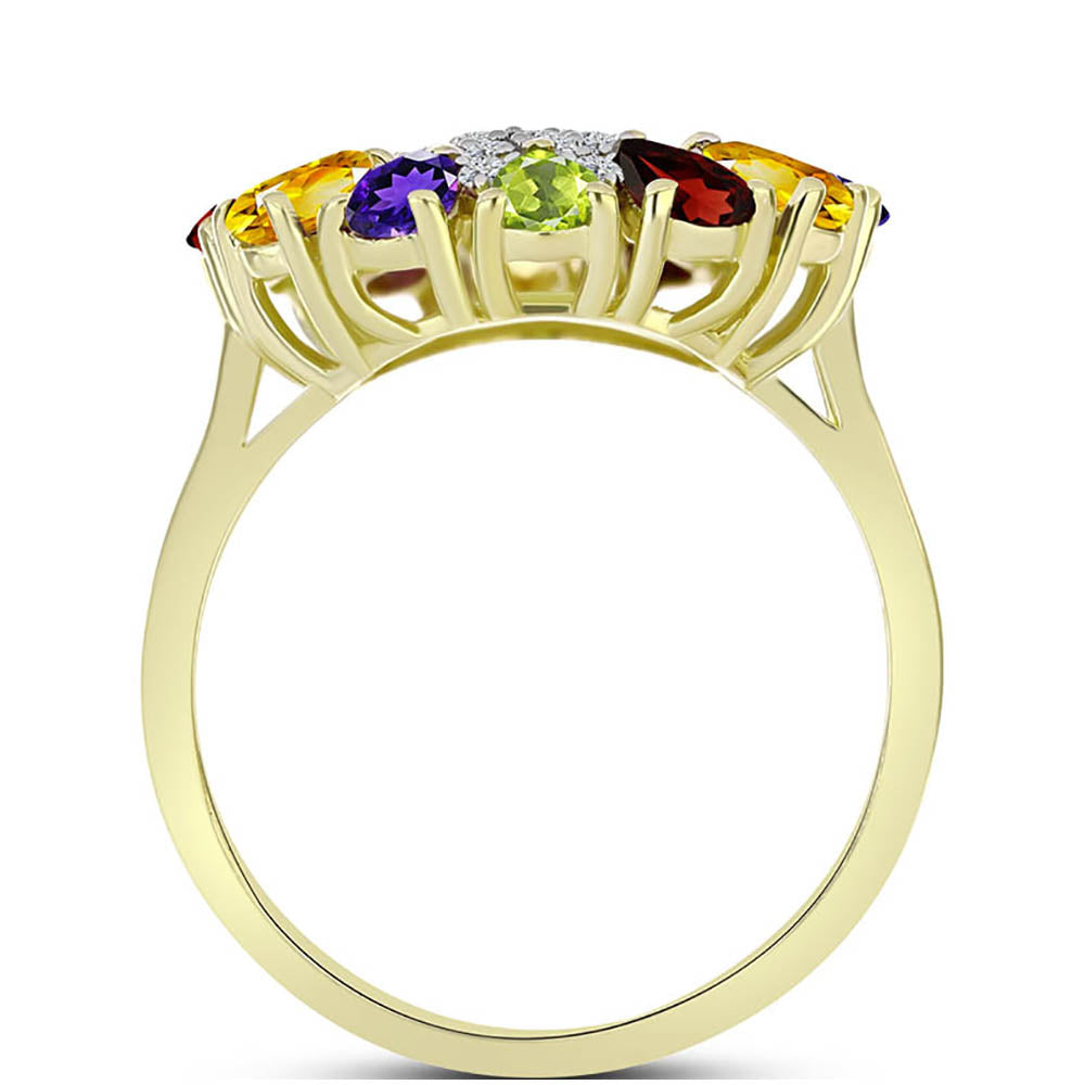 Anel de Prata com Banho de Ouro com Ametista de Marrocos e Citrino de Ural  Contraste: Cabeca de Veado (800) 2 