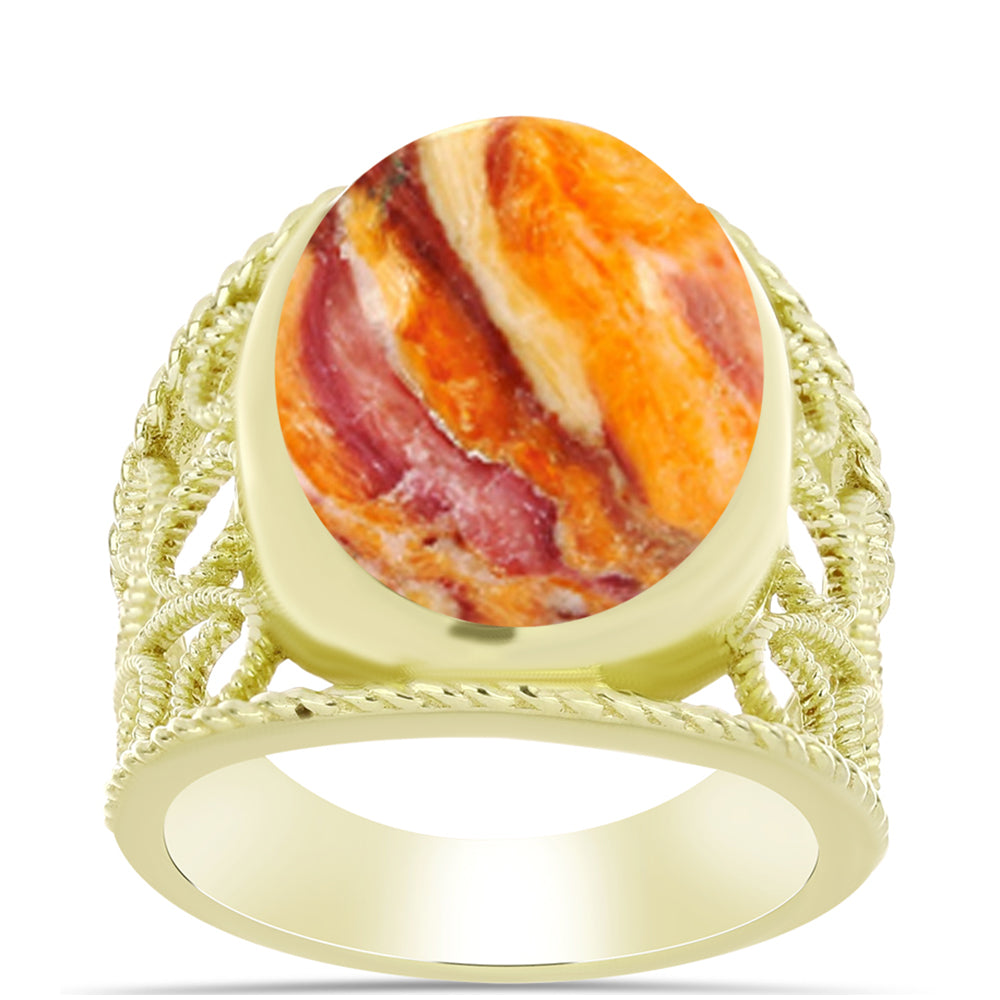 Anel de Prata com Banho de Ouro com Concha Pata de Leões  Contraste: Cabeca de Veado (800) 3 