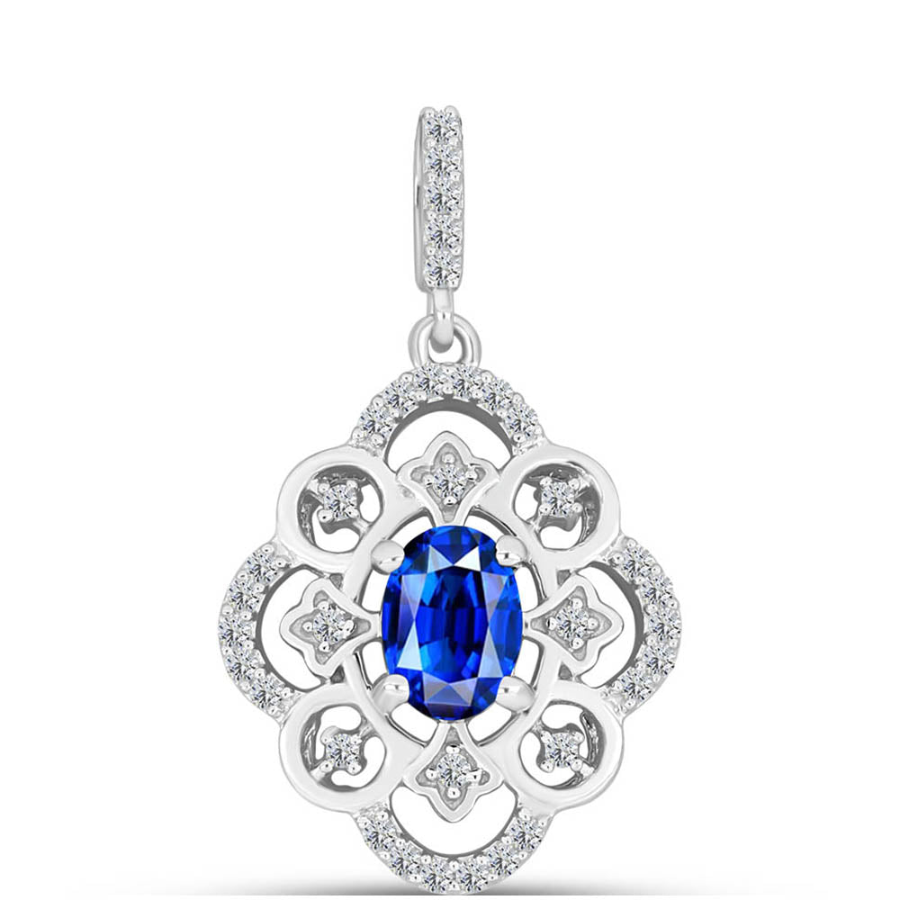 Pendente de Prata com Safira Azul Australiana e Topázio Branco
