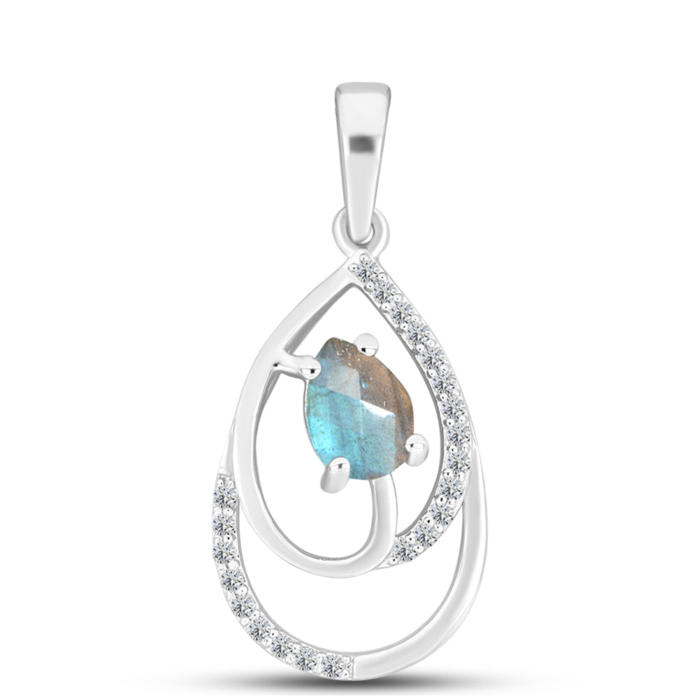 Pendente de Prata com Labradorite e Topázio Branco 1 