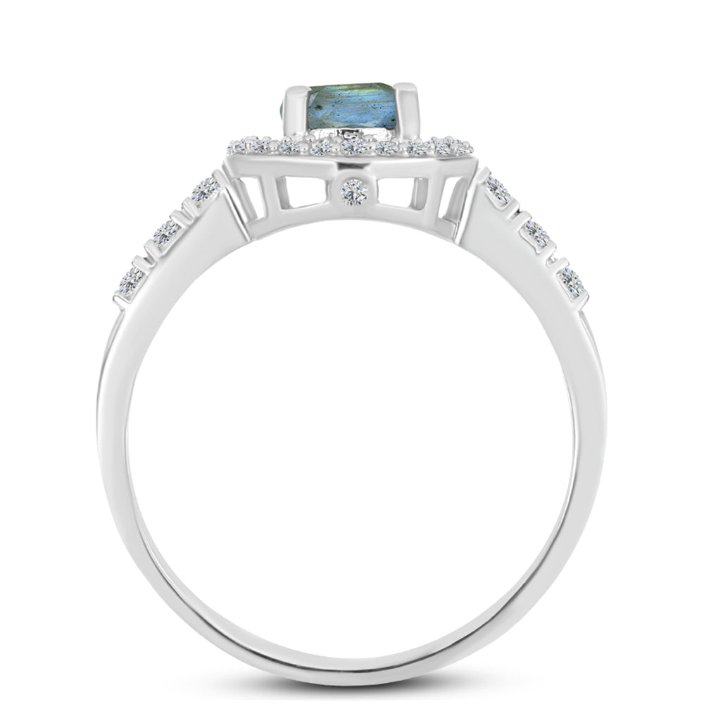 Anel de Prata com Labradorite e Topázio Branco 2 