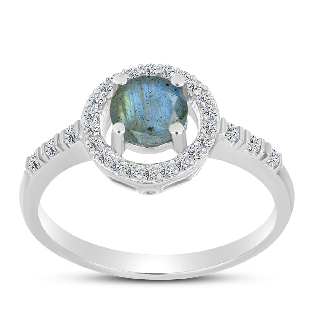 Anel de Prata com Labradorite e Topázio Branco 3 
