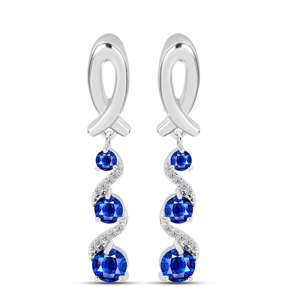 Brincos de Prata com Safira Azul Australiana e Topázio Branco 1 