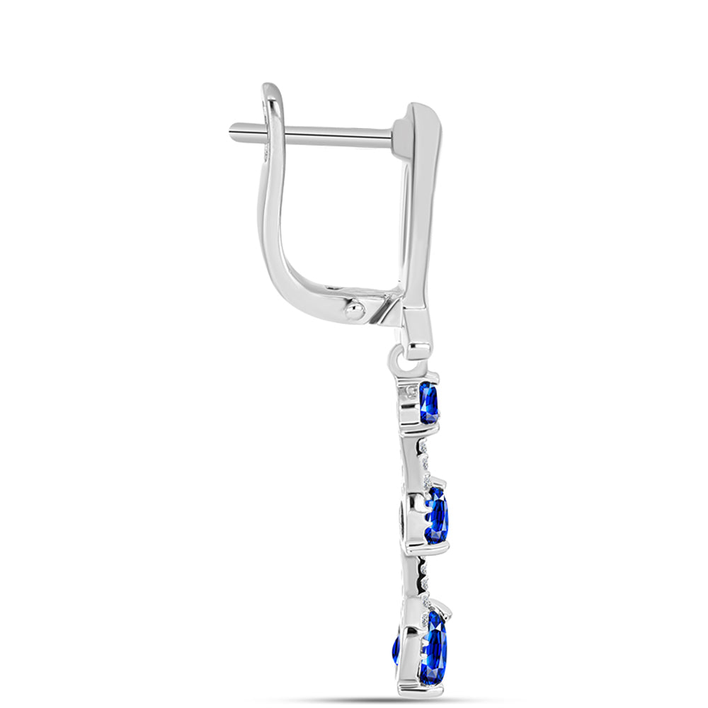 Brincos de Prata com Safira Azul Australiana e Topázio Branco