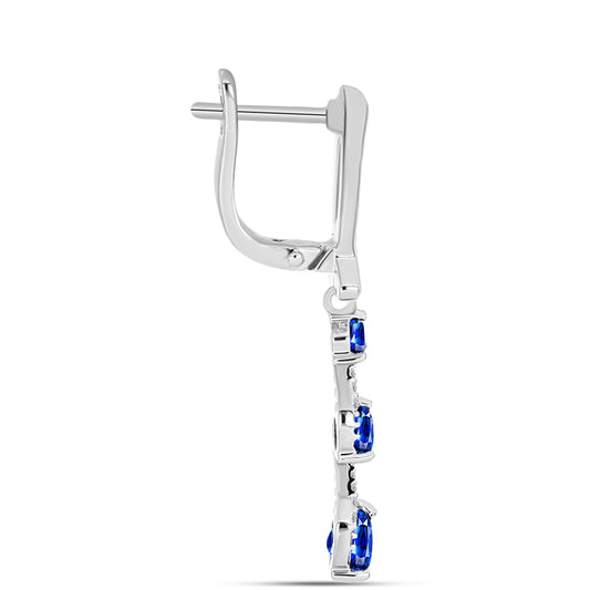 Brincos de Prata com Safira Azul Australiana e Topázio Branco