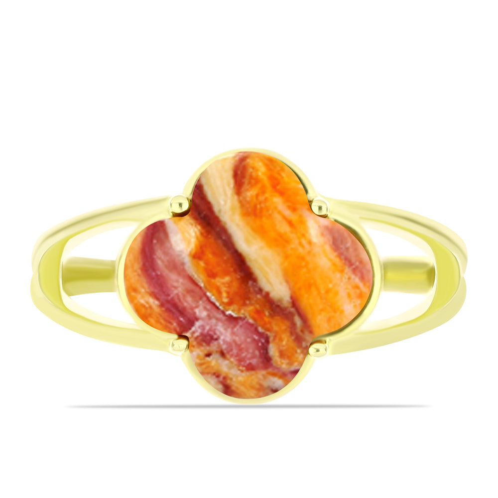 Anel de Prata com Banho de Ouro com Concha Pata de Leões