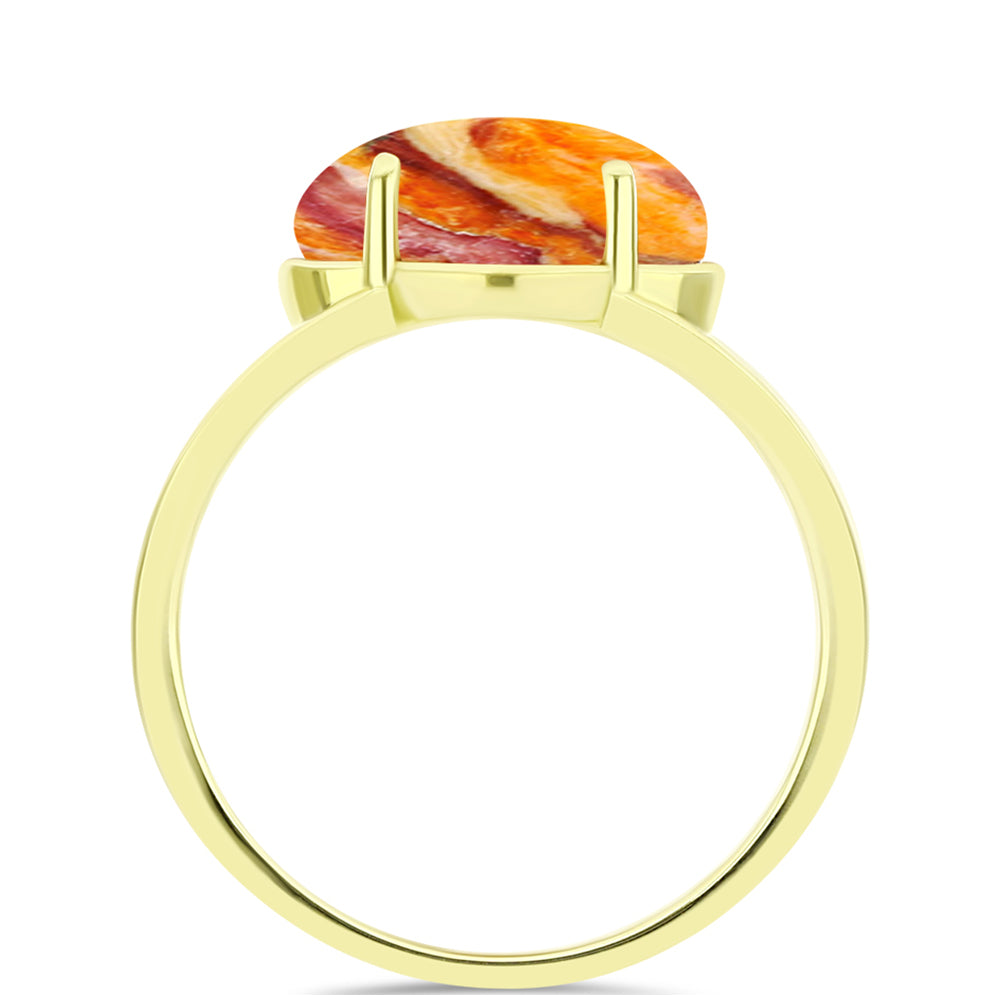 Anel de Prata com Banho de Ouro com Concha Pata de Leões 2 