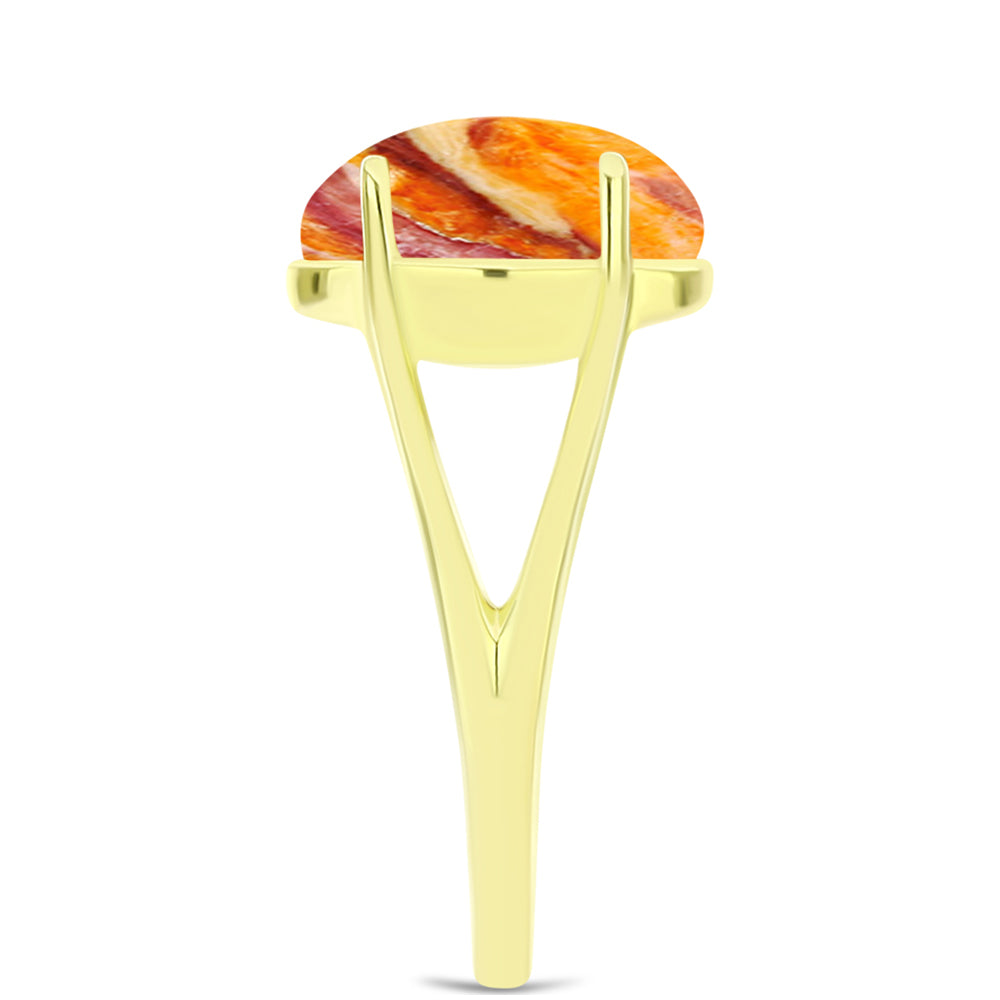 Anel de Prata com Banho de Ouro com Concha Pata de Leões 4 