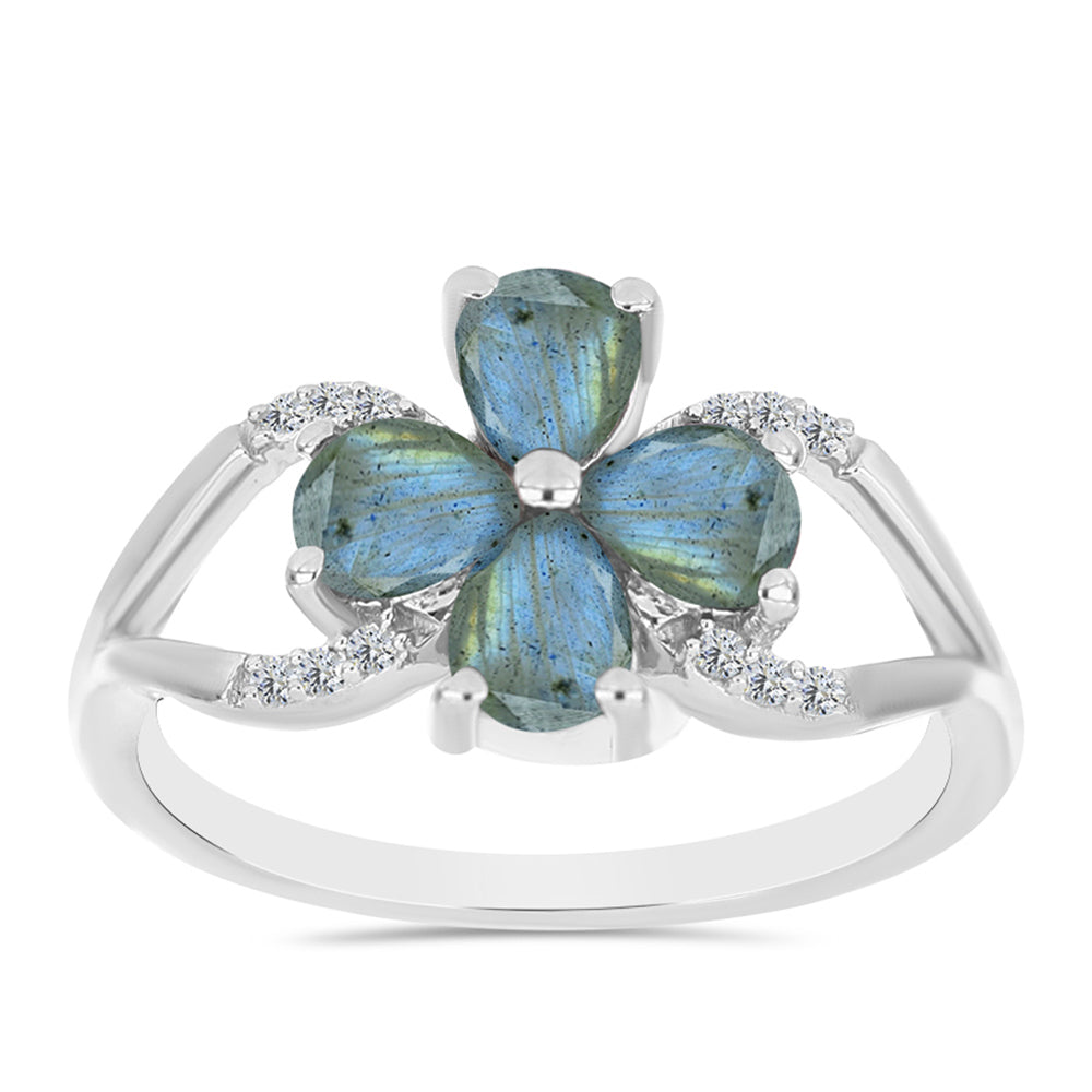 Anel de Prata com Labradorite e Topázio Branco 3 