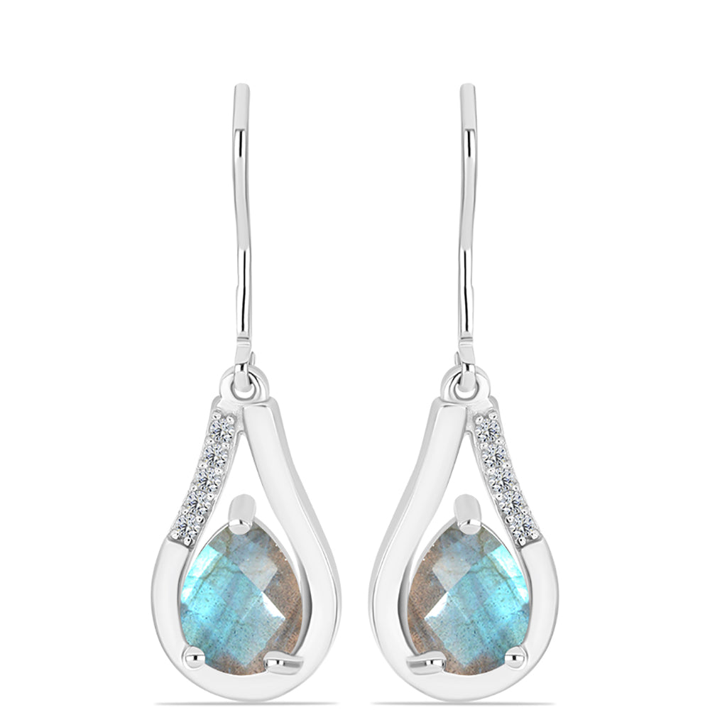 Brincos de Prata com Labradorite e Topázio Branco 1 