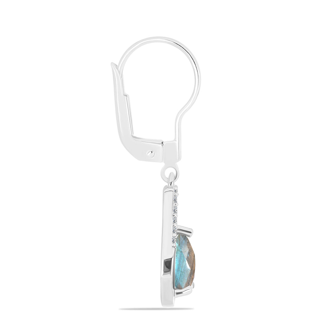 Brincos de Prata com Labradorite e Topázio Branco 2 