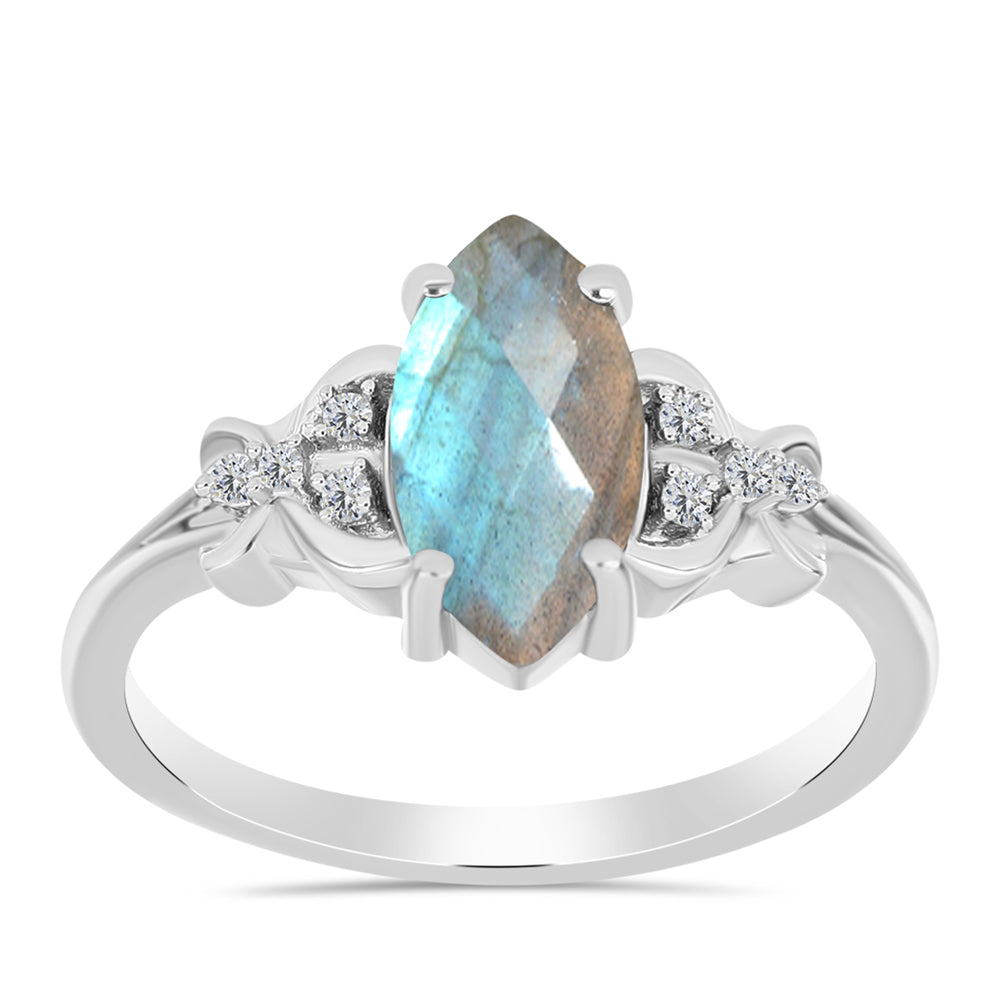 Anel de Prata com Labradorite e Topázio Branco 3 